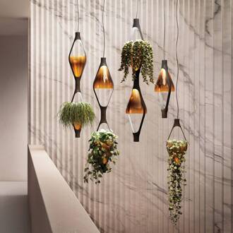 LED hanglamp Viceversa, glas amber, 2-lamps zwart, amber