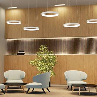 LED hanglamp Vivy, Ø 38 cm, wit, metaal