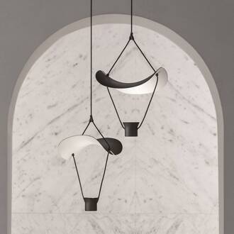 LED hanglamp Vollee S1 P, 44cm, down, zwart mat zwart, wit