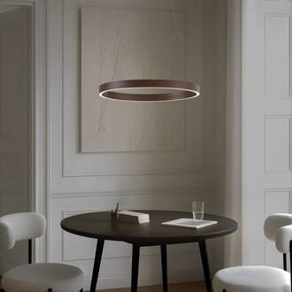 LED hanglamp Yonam, Ø 60 cm, 1-lamp, bruin, CCT koffiebruin, wit