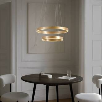 LED hanglamp Yonam, Ø 60 cm, 2-lamps, goud, CCT goud, wit