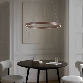 LED hanglamp Yonam, Ø 80 cm, 1-lamp, bruin, CCT koffiebruin, wit