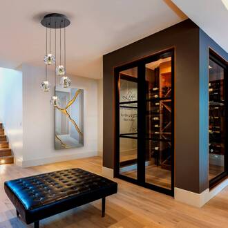 LED hanglamp Zaira, Ø 33 cm, zwart/goudkleurig, 5-lamps. goud, helder, zwart