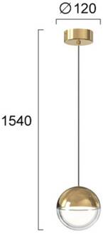 LED hanglamp Zirea, goudkleurig, Ø 12 cm, metaal goud, helder