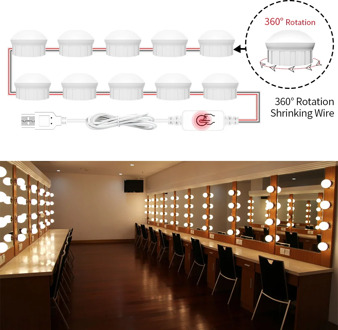 LED Hollywood Bathroom Mirror Cabinet Light Bulb Led 5V Makeup Vanity Mirror Lights 6 10 14 Bulbs Kit for Make Up Dressing Table