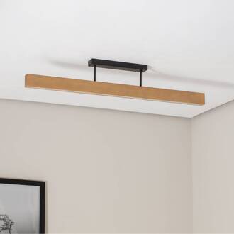 LED-houten plafondlamp Teo, grenen, 96 cm, 3000 K kin, zwart