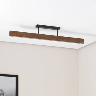 LED-houten plafondlamp Teo, walnoot, 96 cm, 3000 K walnoot, zwart