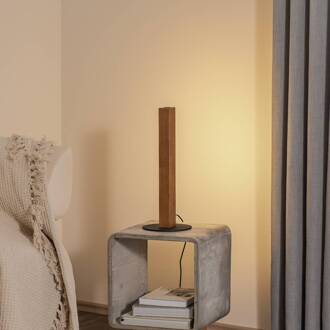 LED-houten tafellamp Teo, grenen, 42 cm, touchdimmer walnoot, zwart