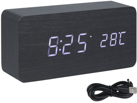 Led Houten Wekker Horloge Tafel Voice Control Digitale Hout Despertador Elektronische Desktop Usb/Aaa Aangedreven Klokken Tafel Decor