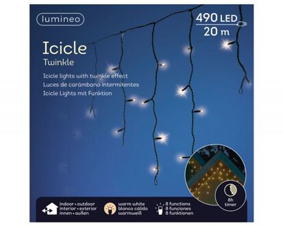 LED icicle lights buiten 20 m 490L zwart warm wit