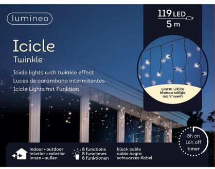 Led Icicle Lights Buiten 5 M 119l Zwart Warm Wit