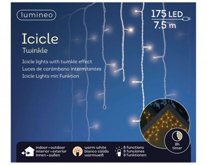 LED icicle lights buiten 7,5 m 175L wit warm wit