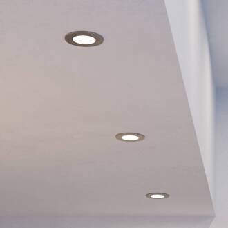 LED inbouwlamp Fueva 6-Z, grijs, set van 3 nikkel mat, wit