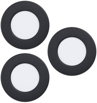 LED inbouwlamp Fueva 6-Z, zwart, set van 3 zwart, wit