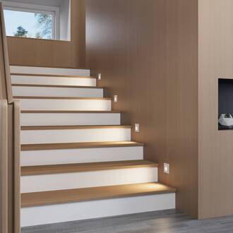 LED inbouwlamp Neru, 7 cm, wit, hoekig, sensor