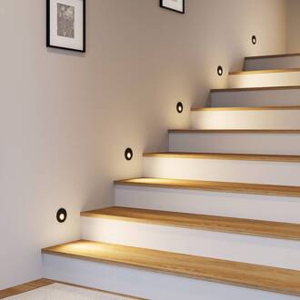 LED inbouwlamp Wall 68R RD, aluminium, zwart, CCT