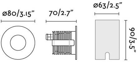 LED inbouwspot basis, zwart, Ø 8 cm, aluminium/roestvrij staal