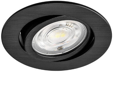 LED Inbouwspot - Brinton - 7W 630lm 38D - Dimbaar - 830 Warm Wit 3000K - Rond - Zwart
