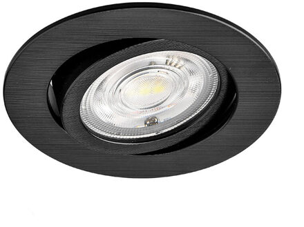 LED Inbouwspot - Brinton - 7W 630lm 38D - Dimbaar - 840 Natuurlijk Wit 4000K - Rond - Zwart
