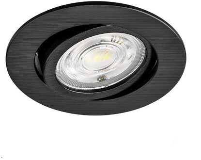 LED Inbouwspot - Brinton - 7W 630lm 38D - Dimbaar - 865 Helder/Koud Wit 6500K - Rond - Zwart