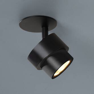 LED inbouwspot BRUSH, zwart, Ø 7 cm, metaal, dimbaar, 2.700 K