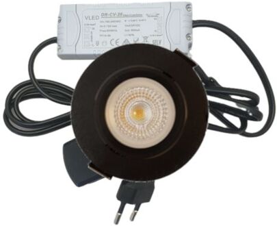 Led inbouwspot Zwart 4 Watt - 2700K - Dimbaar - met trafo