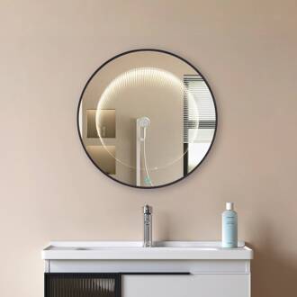 LED infinity spiegel Emire, zwart, aluminium, CCT, IP44 zwart, chroom