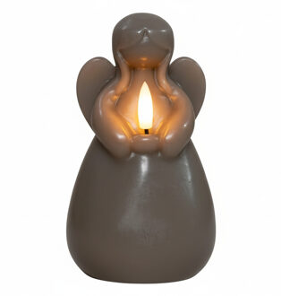 LED kaars engel - taupe- 14 x 8 cm - timer -batterij