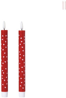 LED kaars hartjes - roze/rood - ø2.2x24 cm