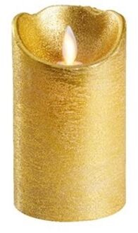 LED kaars/stompkaars goud 12,5 cm flakkerend Goudkleurig