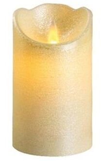 LED kaars/stompkaars parel wit 12 cm flakkerend - Kerst diner tafeldecoratie - Home deco kaarsen Crème