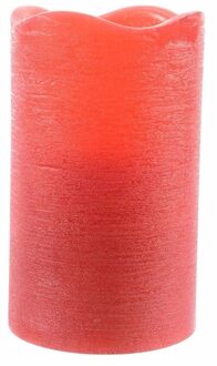 LED kaars/stompkaars - rustiek rood - 10 cm - wax