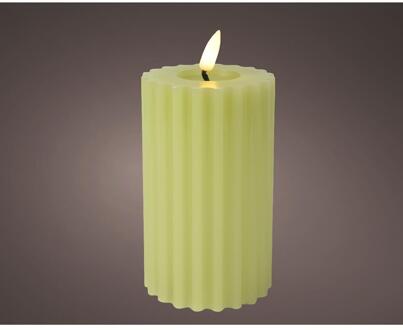 LED kaars vlameffect ribbel h14,7cm groe groen