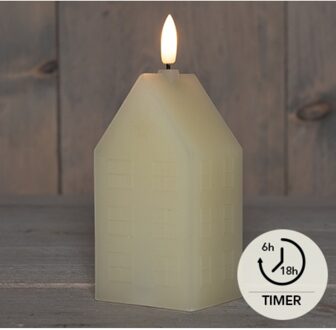LED Kaars wax huisje ivoor 5x6x15cm crème