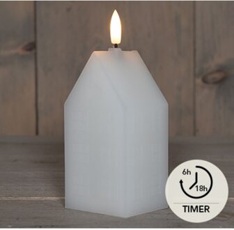 LED Kaars wax huisje wit 5x6x15cm