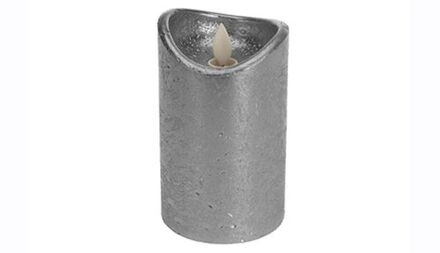 Led kaars - Zilver - 7,5 x 12,5 cm - Op Batterij Zilverkleurig