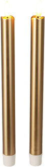 Led kaarsen/dinerkaarsen - 2x stuks - goud - 25 cm - batterij - met afstandsbediening