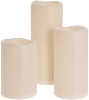LED kaarsen/stompkaarsen - 3x st -ivoor wit - met afstandsbediening en timer