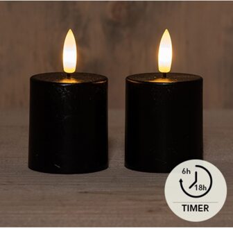 LED Kaarsen zwart set a 2 Ø4,5xH8cm