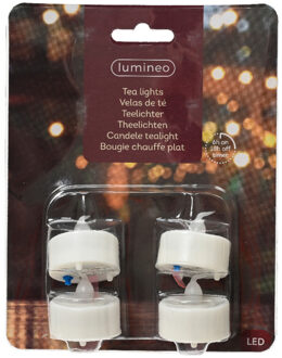 LED kaarsjes theelichtjes - 4x stuks - wit - LED kaarsen