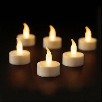 LED kaarsjes theelichtjes - 6x stuks - wit - afstandsbediening - LED kaarsen