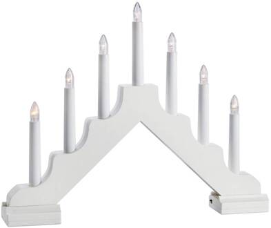 LED kandelaar Evelin van hout, 7-lamps wit