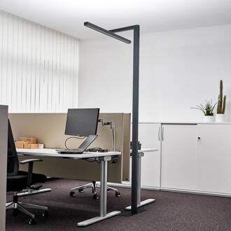 LED kantoor vloerlamp Jolinda, T-vorm, zwart, 4.000 K zwart (RAL 7021)