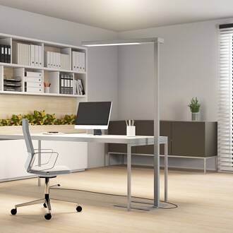LED kantoor vloerlamp Susi, zilver, sensor, dimmer, CCT zilver (RAL 9006)