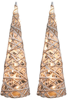 Led kegel - 2x stuks - kerstboom glitter lamp - 40 cm - 10 LED lampjes - Kerstverlichting figuren