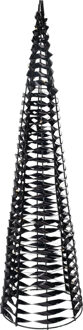 LED kegel kerstboom lamp - zwart - 60 leds warm wit - H60 - ijzer - timer