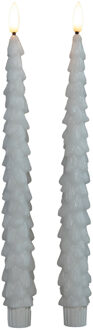 LED kerstboom dinerkaarsen - 2x st - wit - 27 cm