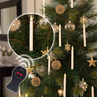 LED Kerstboomkaarsen draadloos, 16 cm, 10 lampen groen, wit