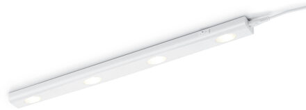 LED Keukenkast Verlichting - Trion Arigany - 4W - Koppelbaar - Warm Wit 3000K - 4-lichts - Rechthoek - Mat Wit