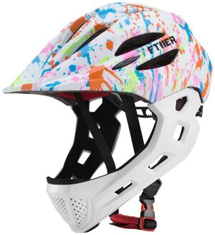 Led Kids Fietsen Helm Volledige Gezicht Afneembare Kinderen Helm Mtb Downhill Fiets Helm Sport Veiligheid Capacete Ciclismo Helmen wit